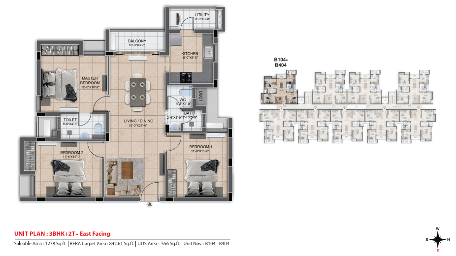 3BHK 1289 dra urbania